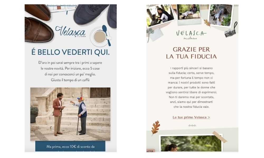 Esempi di email di onboarding Velasca